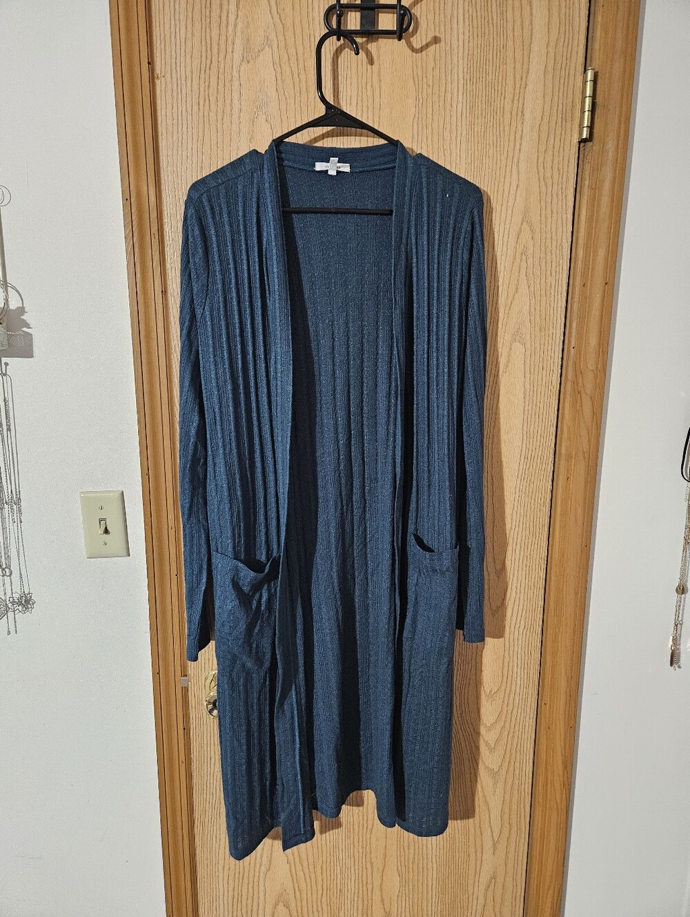 Maurices Teal Blue Long Open Front Cardigan